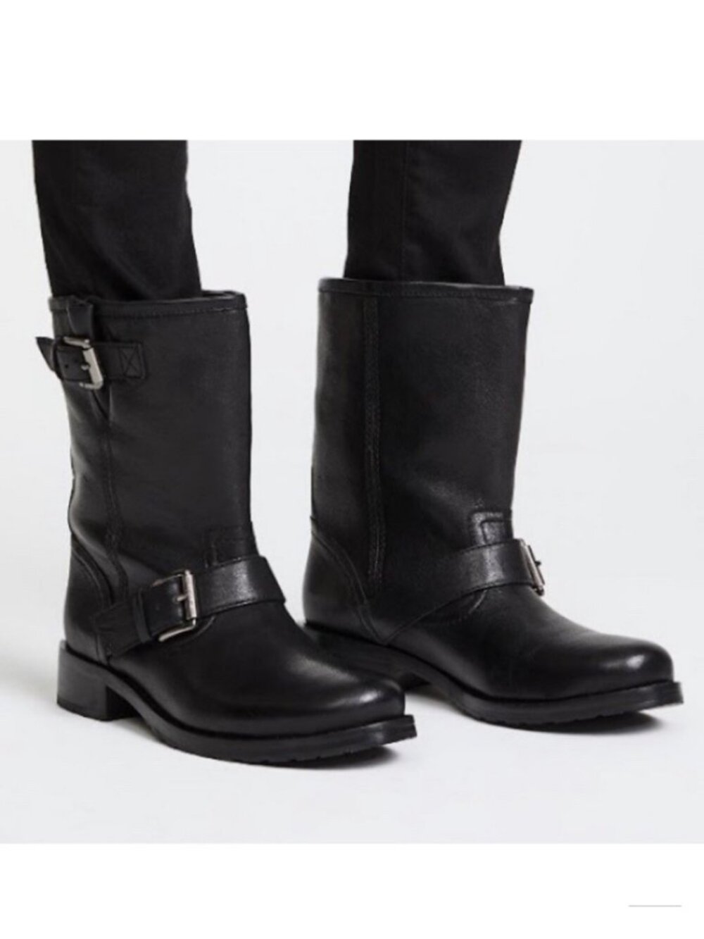 Michael Kors Jonas moto Black Leather Side Buckle boots Sz 7.5 M